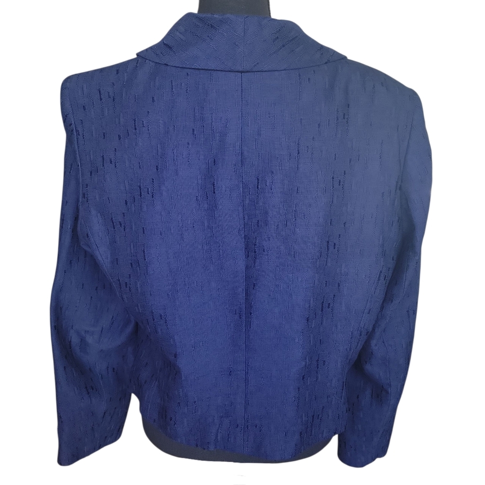 Lafayette 146 New York Blue Jacquard Wool Blend Single Button Blazer Women Sz 16 - Picture 3 of 12